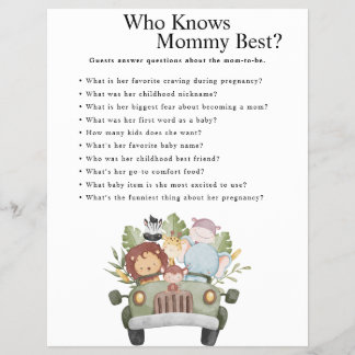 Jungle Safari Baby Shower Games Flyer
