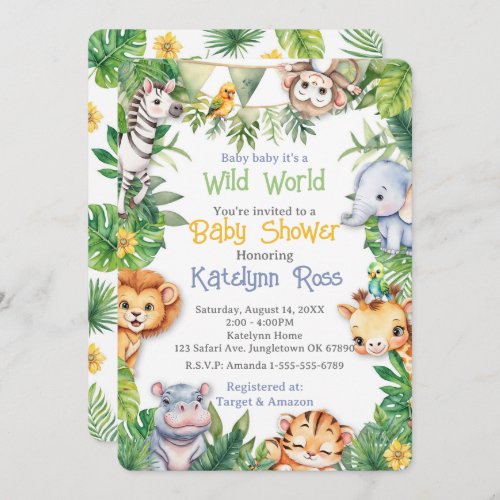 Jungle Safari Baby Shower  Invitation