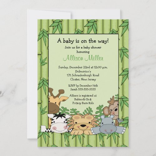 Jungle Safari Baby Shower Personalized Announcement