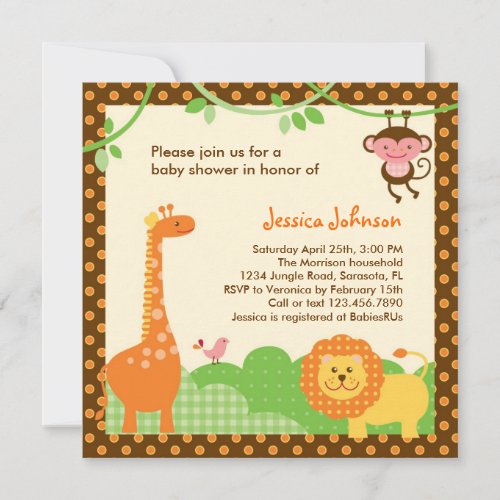 Jungle Safari Baby Shower Invitation