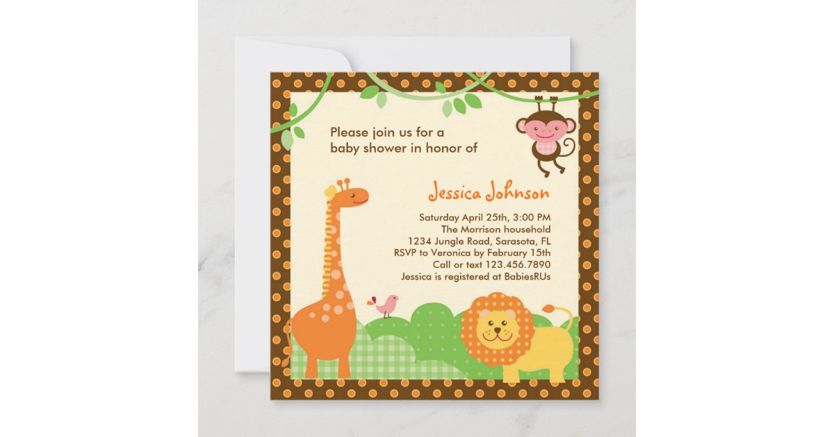 Jungle Safari Baby Shower Invitation | Zazzle