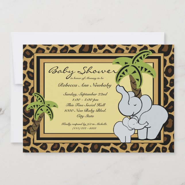 Jungle Safari Baby Shower Invitation (Front)