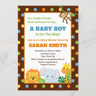 Jungle Safari Baby Shower Invitation Baby Boy