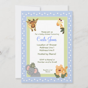 Jungle Safari Baby Shower Invitations 5 x 7 size