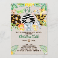 Jungle Safari Baby Shower Oh Boy Cute Invitation