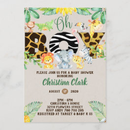 Jungle Safari Baby Shower Oh Boy Cute Invitation