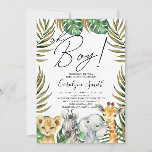 Jungle Safari Baby Shower Oh Boy Invitation