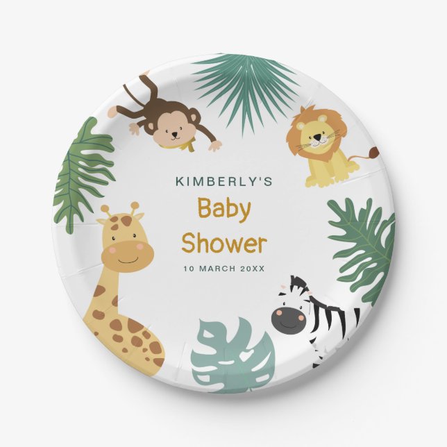 jungle safari baby shower paper plates (Front)