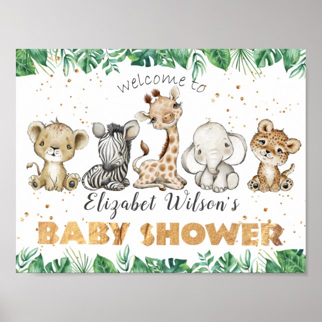 Jungle Safari Baby Shower Party Poster (Front)