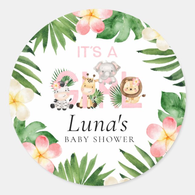 Jungle Safari Baby Shower Thank You Favor Stickers (Front)