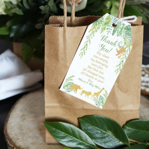 Jungle Safari Baby Shower Thank You Favor Tags