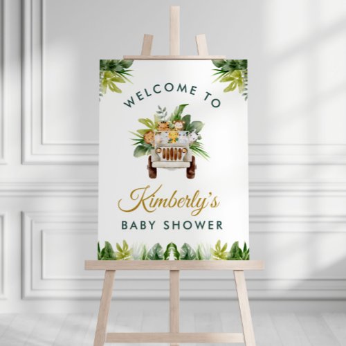 jungle safari baby shower welcome poster