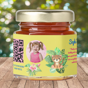 Jungle Safari Baby Tiger Qr Code Kids Birthday Honey Jar Favors