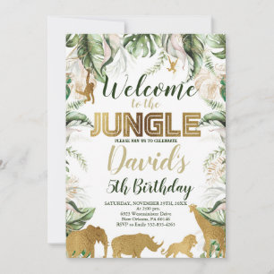 Jungle Safari Birthday, Any Age, Jungle Animals Invitation