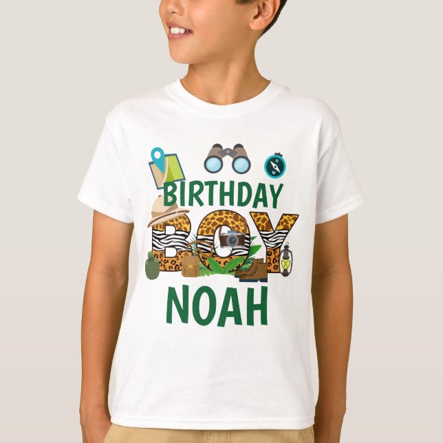 Jungle Safari Birthday Boy  T-Shirt (Front)