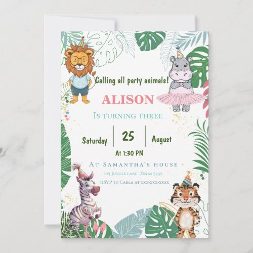 Jungle safari birthday  invitation