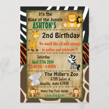 Jungle Safari Birthday Party Invitation by TiffsSweetDesigns at Zazzle