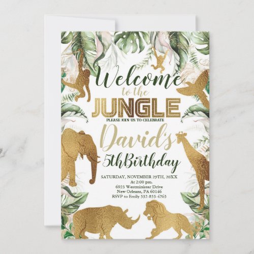 Jungle Safari Birthday Party Jungle Animals Invitation