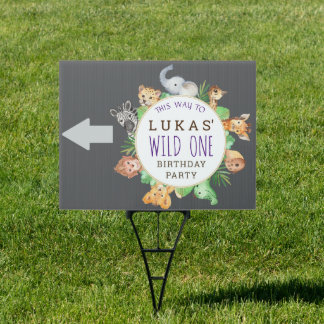 Jungle Safari Birthday Party This Way Yard Sign