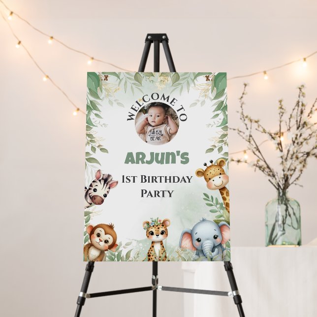 Jungle Safari Birthday Welcome Board (In Situ (Stand))
