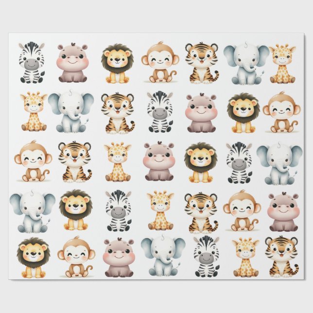 Jungle Safari Birthday Wrapping Paper (Flat)