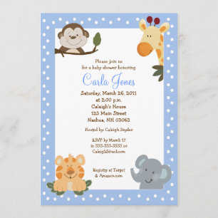 Jungle Safari (Blue) 5x7 Baby Shower Invitation