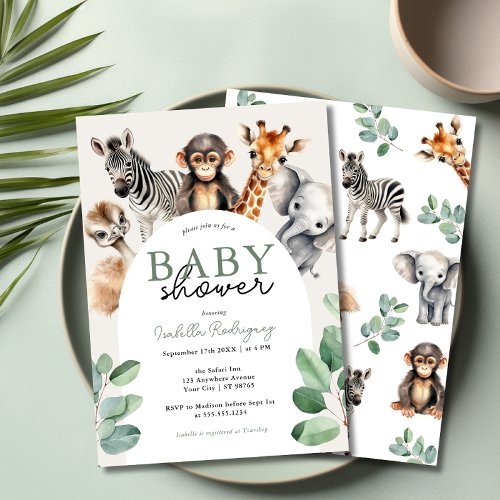Jungle Safari Boy Baby Shower Invitation