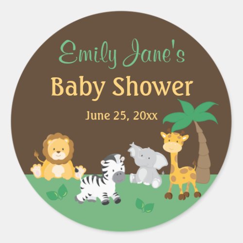 Jungle Safari Boy Baby Shower Stickers