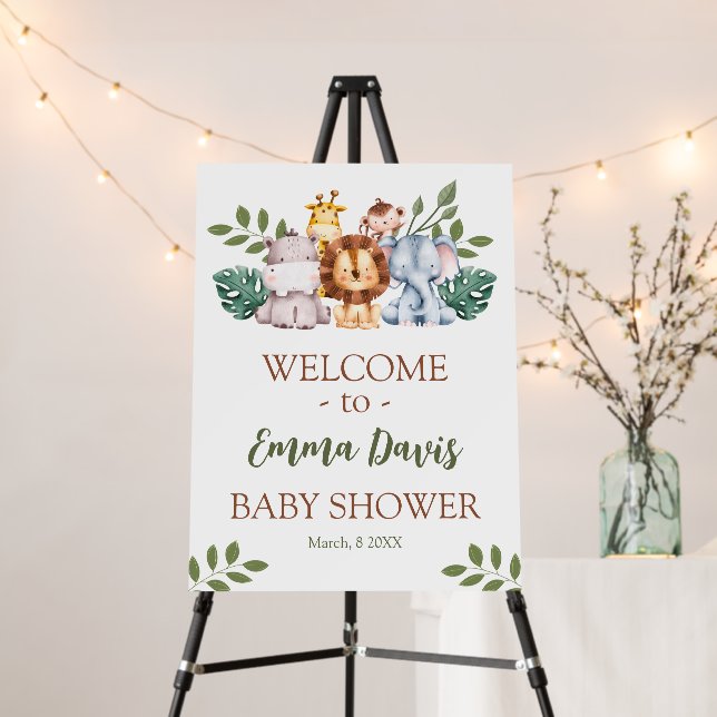 Jungle Safari Boy Baby Shower Welcome Sign (In Situ (Stand))