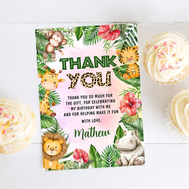 Jungle Safari Boy Birthday Party  Thank You Card (Creator Uploaded)
