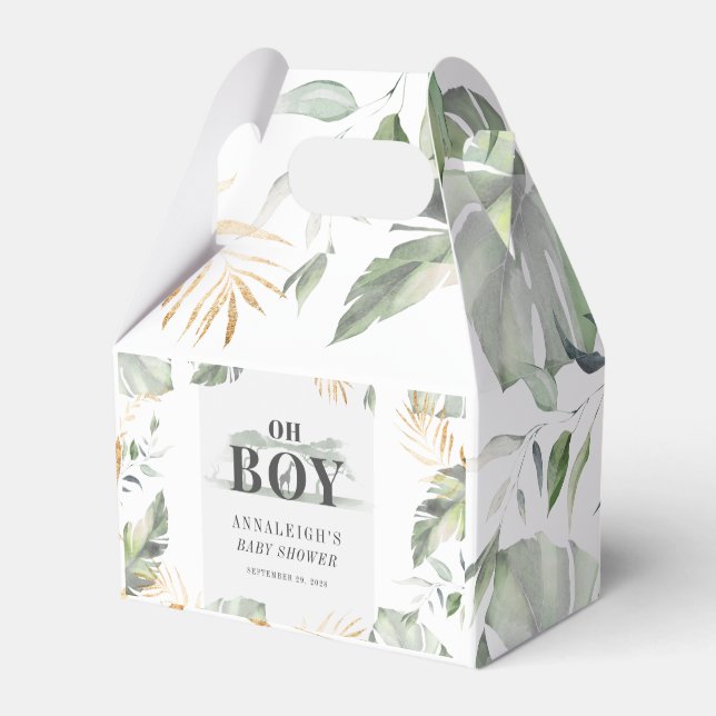 Jungle Safari Boy Giraffe Baby Shower Favor Boxes (Front Side)