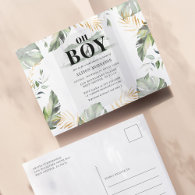 Jungle Safari Boy Giraffe Baby Shower Invitation Postcard