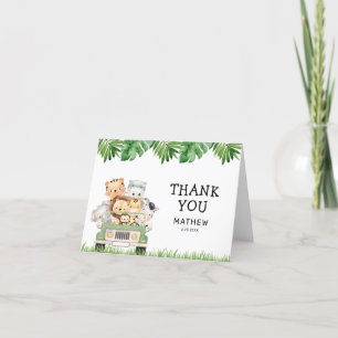 Jungle Safari Boy Wild One Birthday Folded Thank Y You Card