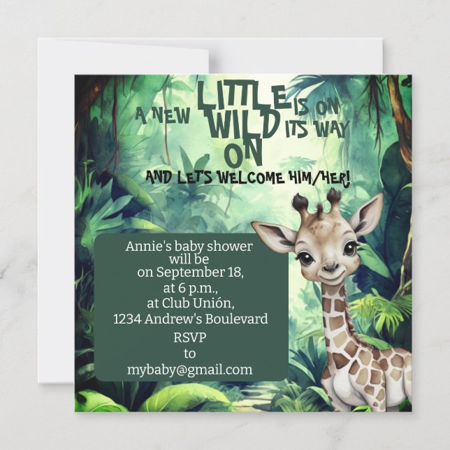 Jungle Safari Celebration: Baby Shower Magnetic Invitation (Front)