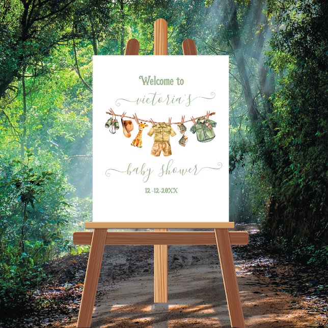 Jungle Safari Clothesline Baby Shower Welcome Foam Board (many matching items!)