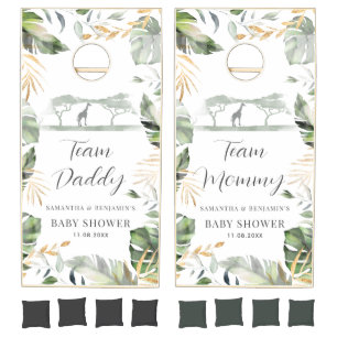 Jungle Safari Couple Baby Shower Team Custom Cornhole Set