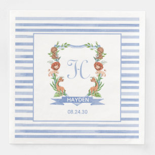 Jungle Safari Crest Boy Baby Shower Paper Dinner Napkins