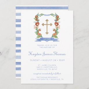 Jungle Safari Crest Boy Baptism Invitation
