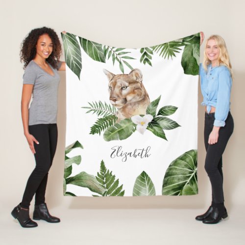 Jungle Safari Cute Lioness Personalized Name Fleece Blanket