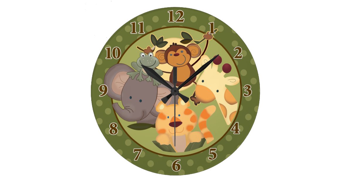 Jungle Safari Dark Green Wall Clock | Zazzle.com