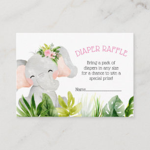 Jungle Safari Diaper Elephant Raffle Enclosure Card