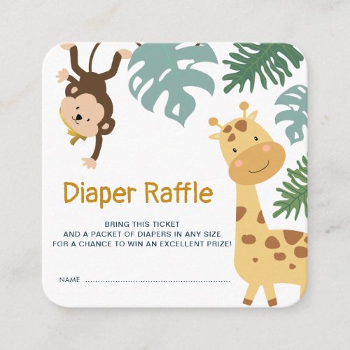 jungle safari diaper raffle ticket enclosure card