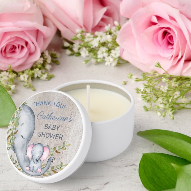 Jungle Safari Elephant Baby Shower Thank You Mini Candle Favors (Insitu (Wedding))