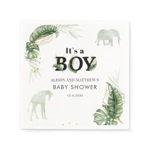 Jungle Safari Elephant Boy Baby Shower Napkins