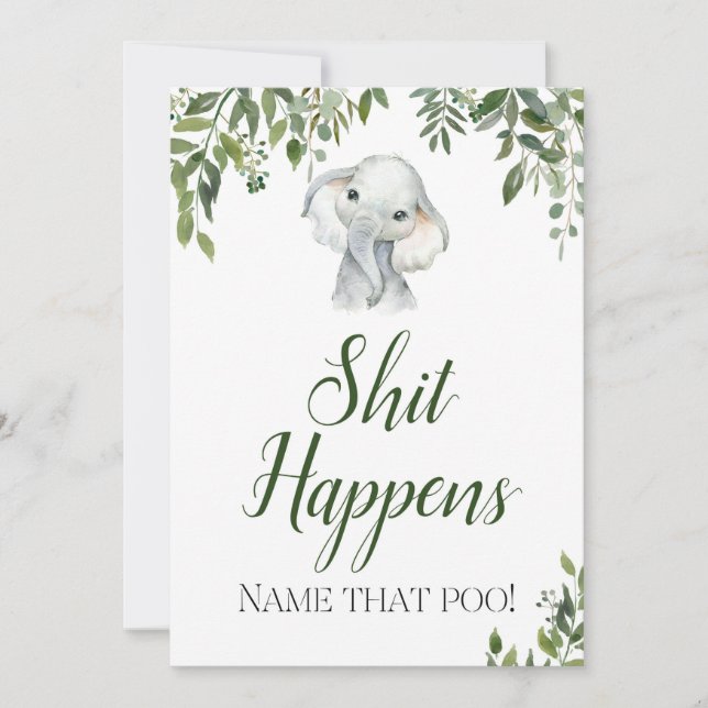 Jungle Safari Elephant Sweet Mess Sign Size 5x7" Invitation (Front)