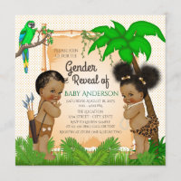 Jungle Safari Ethnic Gender Reveal Invitations