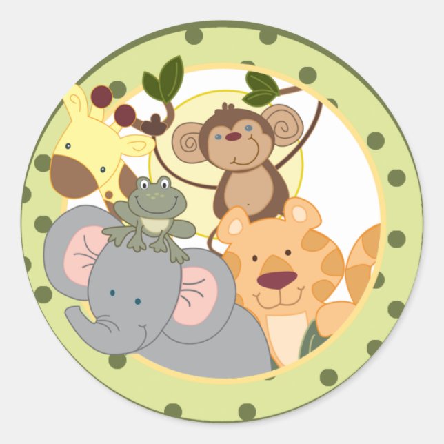 Jungle Safari Favor Stickers Decoration (Front)