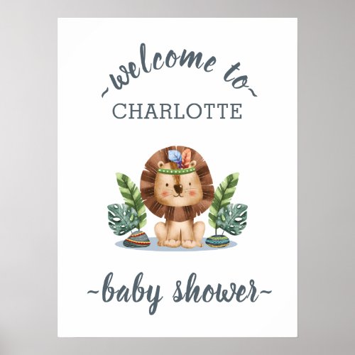 Jungle Safari Floral Baby Shower Poster