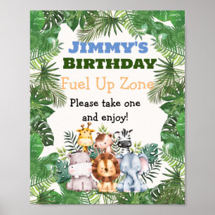 Jungle Safari Fuel Up Zone Birthday Poster