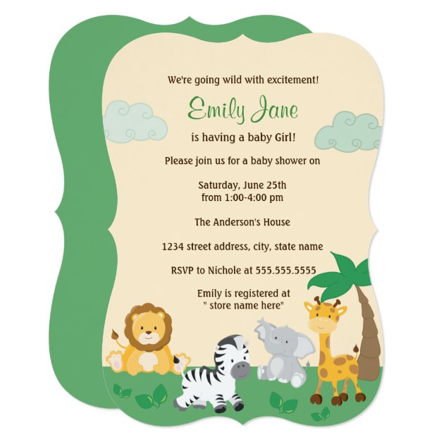 Jungle Safari Gender Neutral Baby Shower Invite